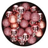 Cosy & Trendy Kerstballen mini - 20x - roze - D3 cm - kunststof