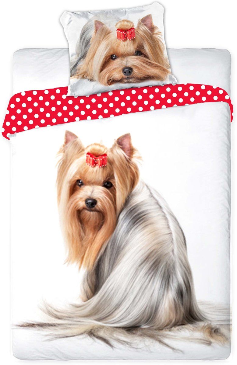 Faro Yorkshire Terrier dekbedovertrek - eenpersoons met 1 kussensloop - 100% katoen