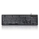 Perixx Periboard-317 Bedraad USB Wit LED Backlit Toetsenbord, Grote Print Verlichte Toetsen, UK QWERTY, Zwart