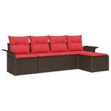 vidaXL Tuinbank - Set - 5-zits - Bruin - Polyrattan