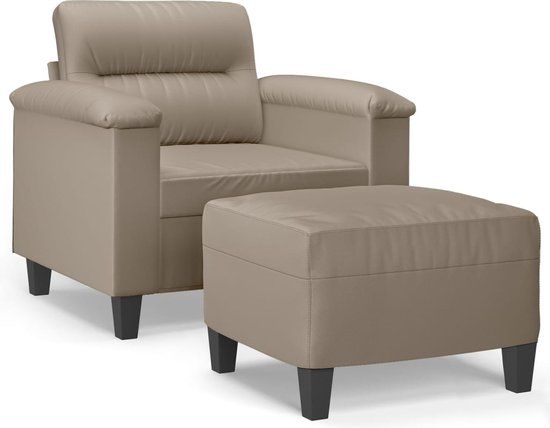vidaXL Fauteuil met voetenbank microvezelstof taupe