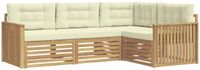 vidaXL - Buiten - bank - set - 4 - st - Wit - en - crèmekleurig - Polyester
