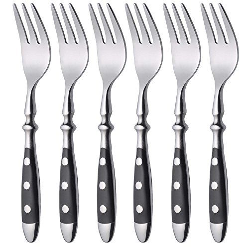 GRÄWE Taartvorken set van 6 - dessertvorken zwart handvat "Nürnberg"