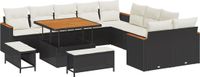 vidaXL - Tuinbank - Set - 4 zitplekken - Zwart - Polyrattan