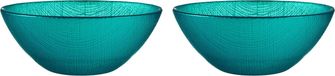 Vivalto Kommetjes/serveer schaaltjes/soepkommen - 2x - Murano - glas - D15 x H6 cm - turquoise blauw - Stapelbaar