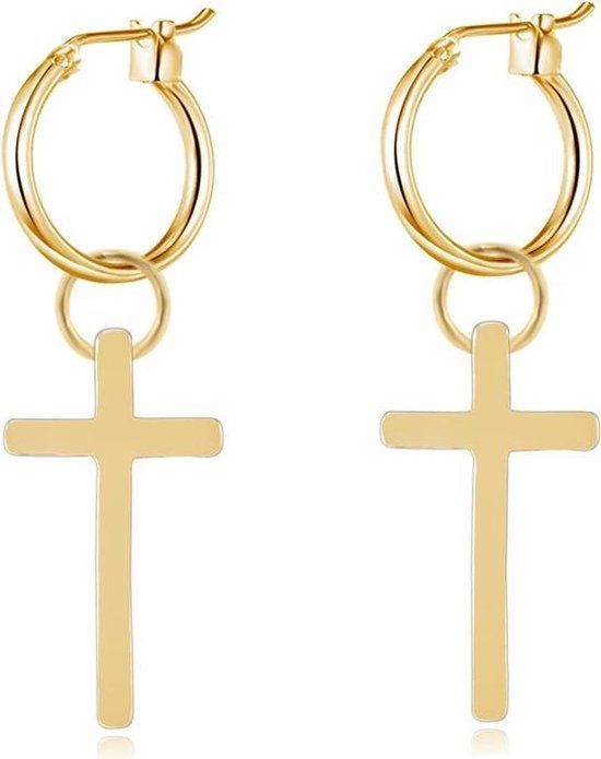 LGT JWLS LGT Jewels Damesoorbellen met Gouden Kruis
