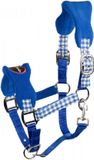 PFIFF Geruit halster - Maat pony - Kleur blauw