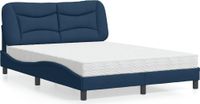 vidaXL Bed met matras "Hvar", blauw, 140x190 cm, gestoffeerd