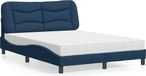 vidaXL Bed met matras "Hvar", blauw, 140x190 cm, gestoffeerd