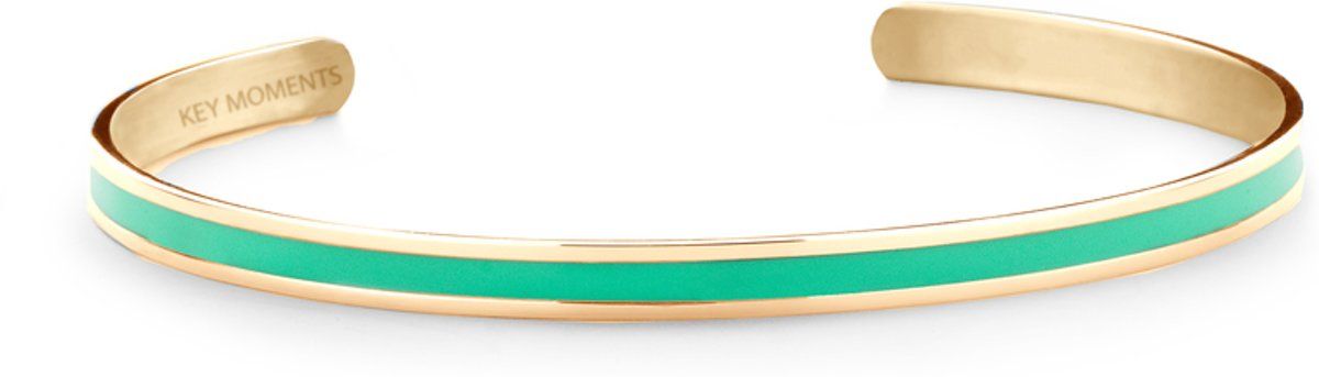 Key Moments 8KM B00534 Stalen Open Bangle - Goudkleurig / Blauw