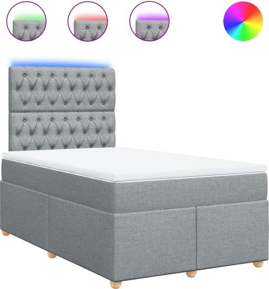 vidaXL Boxspring met matras stof lichtgrijs 120x200 cm
