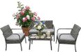 Merkloos Relaxdays Tuinset - 4 persoons - rotan look - grijs