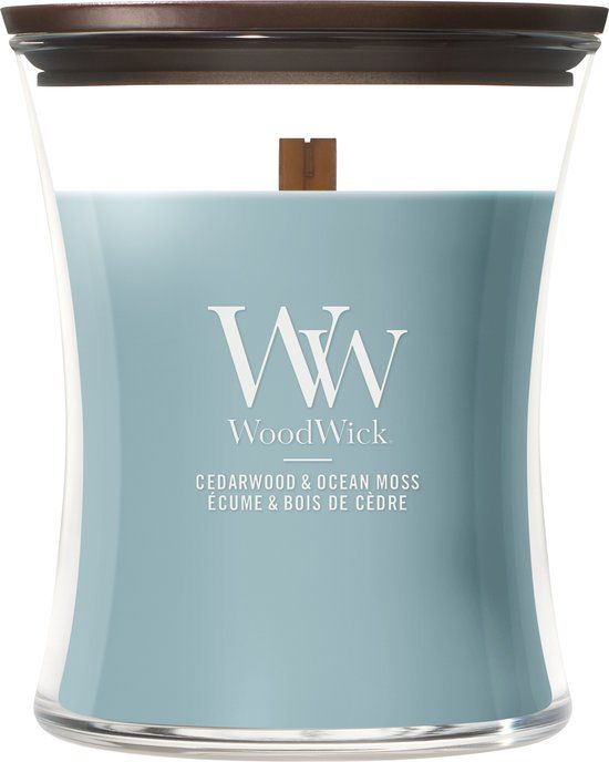WoodWick Hourglass - Cedarwood & Ocean Moss - Medium Geurkaars - 60 branduren