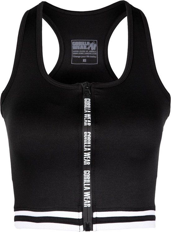 Gorilla Wear Mesa Zip Front Crop Top - Zwart - L