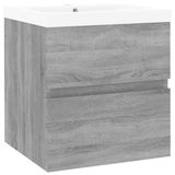 VidaXL Armoire de salle de bain avec lavabo intégré, bois traité, gris Sonoma