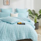 TRANKIELO® - Parure de lit en microfibre 135 x 200 cm - à carreaux bleu