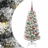 vidaXL Hinged Artificial Christmas Tree 150 LEDs Green and White 120 cm