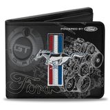 Buckle Down Wallet Mustang Tri-bar Stripe/Gt Motor Blueprint Portemonnee 2 kleppen, meerkleurig, één maat EU