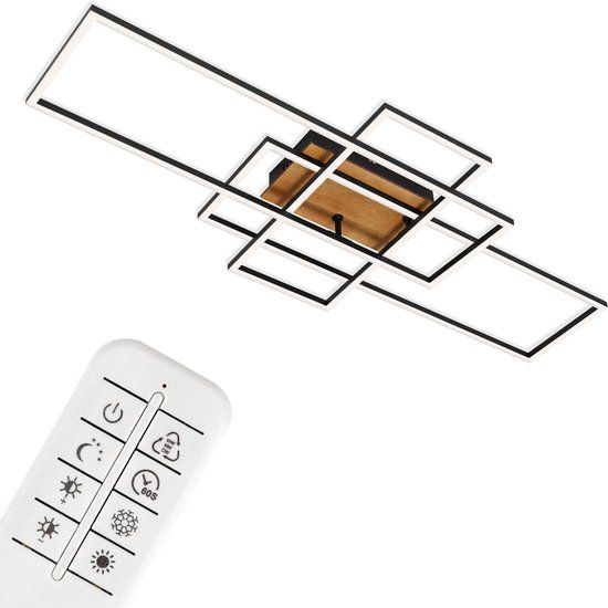 Briloner FRAME LED Plafondlamp - Dimbaar - Kleurtemperatuurregeling - Nachtlichtfunctie - Zwart - 55W