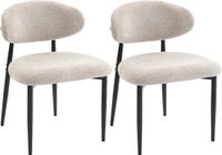 HOMCOM Eetkamerstoelen 2-delig, keukenstoel, linnen look, beige