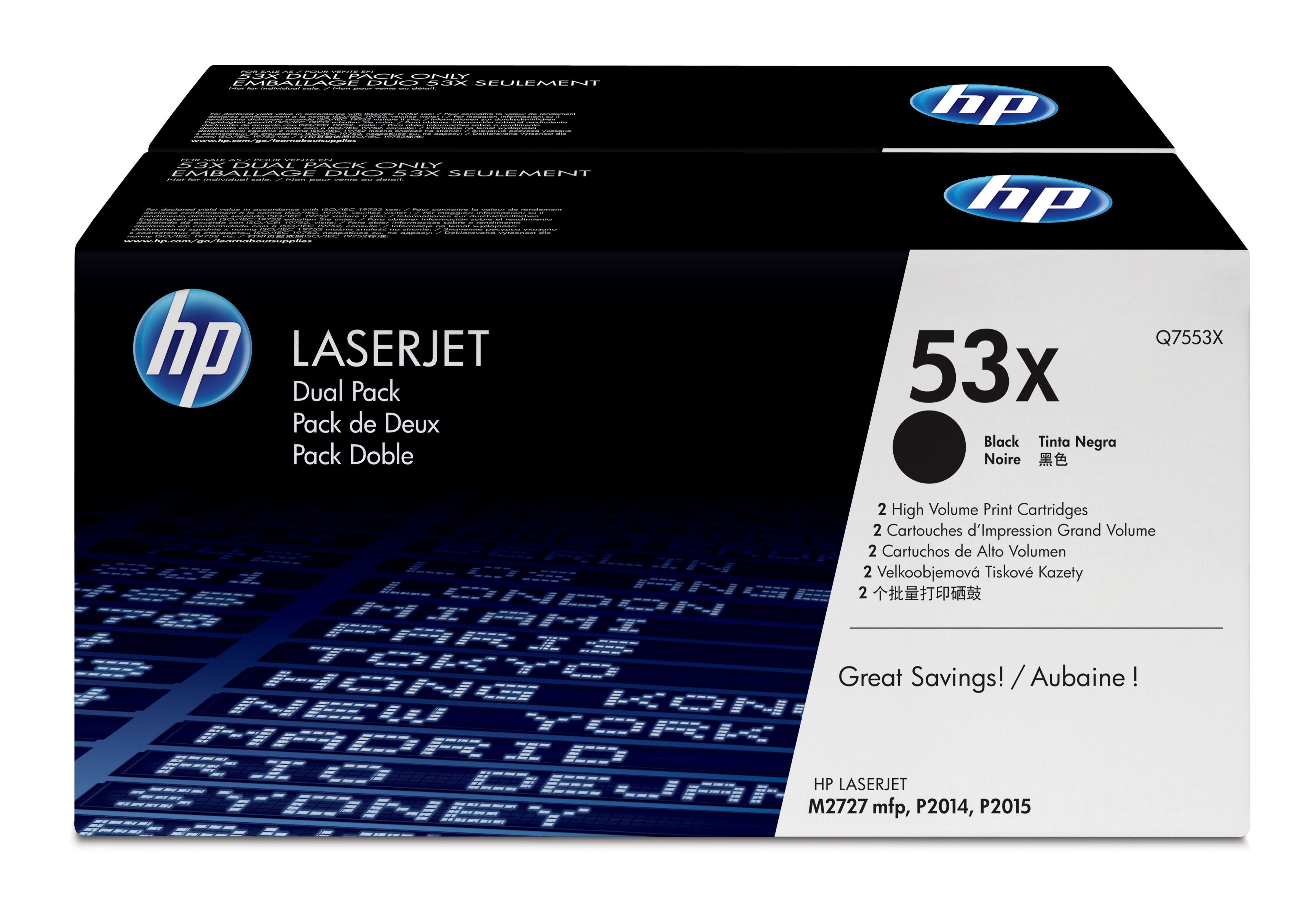 HP 53X originele high-capacity zwarte LaserJet tonercartridge, 2-pack