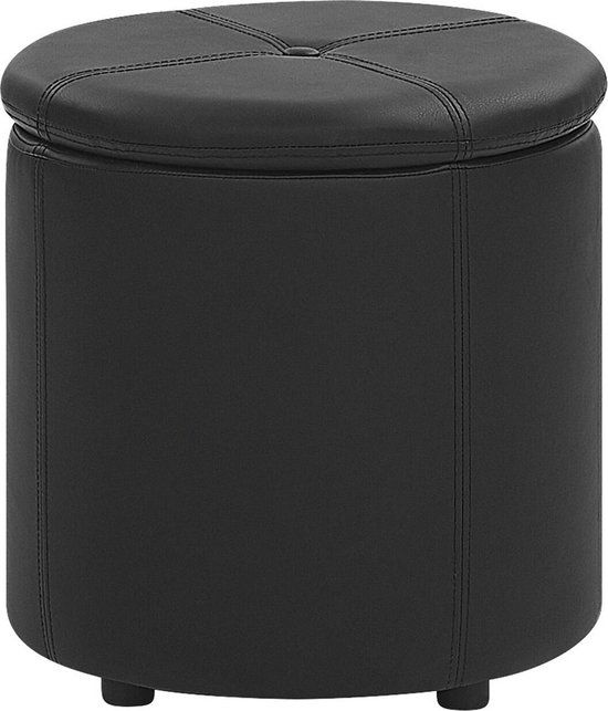 Beliani MARYLAND Poef - Zwart - 38 cm - Kunstleer - Rond - Design