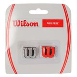 Wilson Logo trillingsdemper voor tennisracket, Pro Feel, 2-pack, rood/zilver, WRZ537600