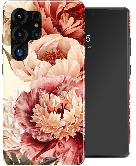 Selencia Hoesje - Geschikt voor Samsung Galaxy S25 Ultra - Backcover met Magnetische Ring - Vintage Peony