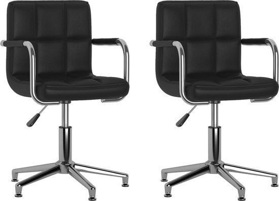 vidaXL Eetkamerstoelen 2 stuks draaibaar kunstleer zwart