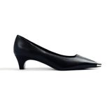 GIOSEPPO Black Salon Shoes with Metal Toe Piece, Padded Insole, and 4.5cm Sculptural Heel