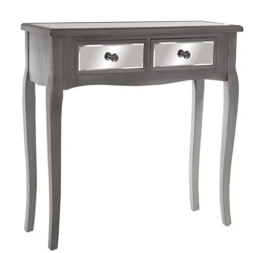 DRW Bijzettafel met 2 Laden - Zilver - 80 x 30 x 80 cm