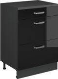 Vicco Uitbreidingscommode Rion, Zwart hoogglans/Antraciet, 60 x 46 cm