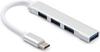 Allteq USB hub - 4 poorten - USB A female - Busgevoed - Zilver