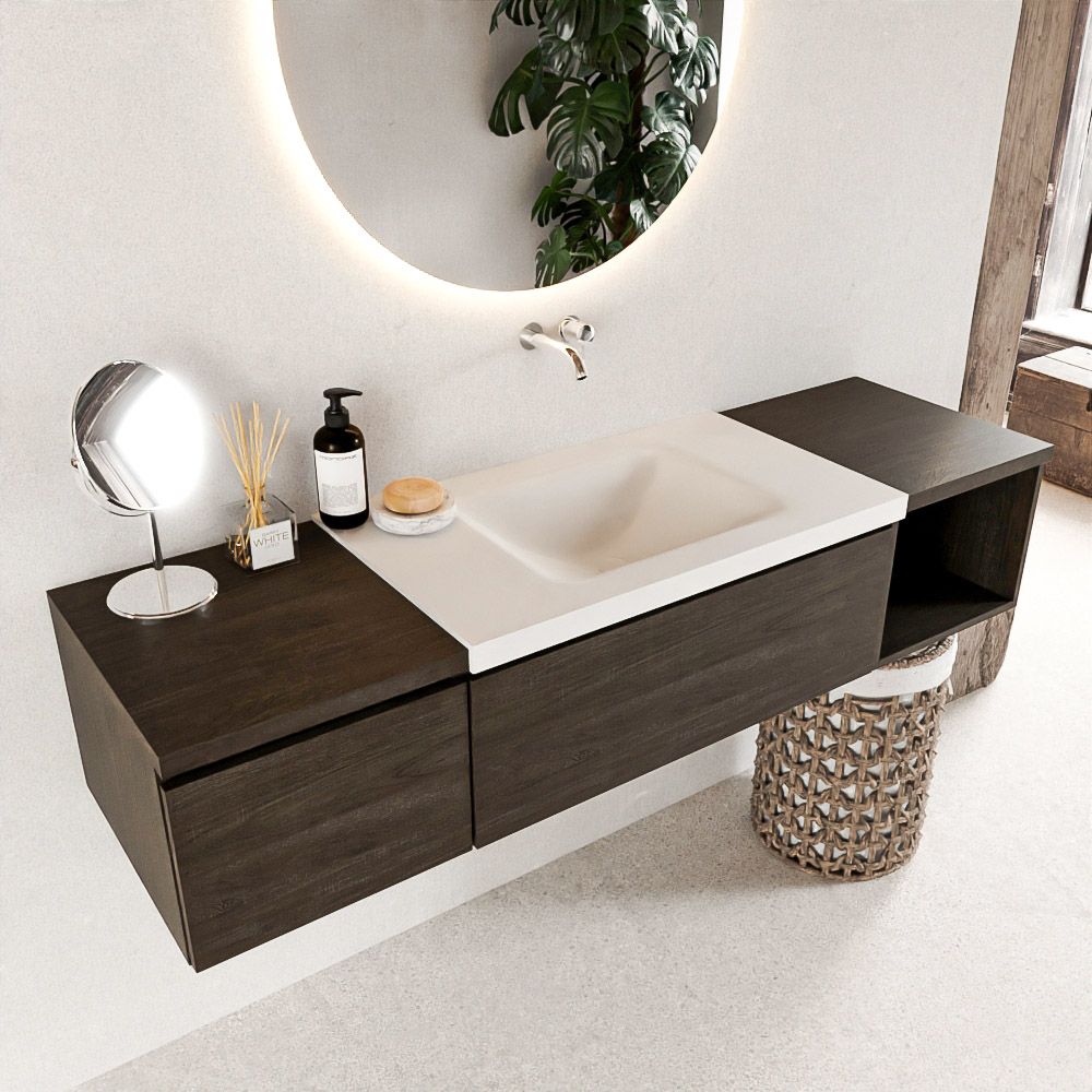 Mondiaz Bukla badmeubel rechts 160 dark brown en talc - 160 x 45 x 34 cm