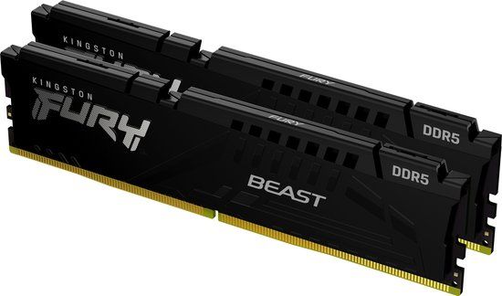 Kingston FURY Beast Black - Geheugen DDR5 - 32 GB: 2 x 16 GB - 288-PIN - 6400 MHz / PC5-51200 - CL32 - 1.4V - XMP 3.0 - AMD EXPO - On-die ECC - zwart