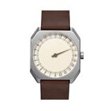 Slow Watches SLOW JO 17 Unisex Polshorloge Quartz Mineraalglas Leer Staal Bruin Zilverkleurig Crème 38 mm
