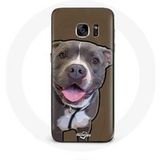 Maniacase Hoesje voor Samsung Galaxy S7 Edge Hond Pitbull wit grijs