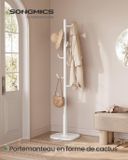 SONGMICS Cactus Kapstok op voet, 8 haken, 175,3 cm, Wolkenwit