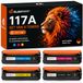 HP 4 cartouches de toner compatibles avec 117A, avec puce – noir, cyan, magenta, jaune