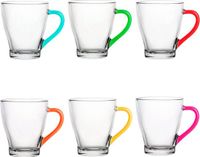 Glasmark KROSNO 220ml Set van 6 Glazen Mokken met Handvat Vaatwasserbestendig