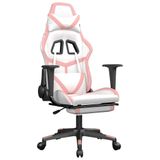 VidaXL Massage gamestoel kunstleer wit en roze