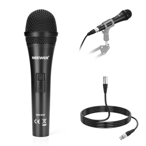 Neewer Dynamische microfoon met XLR-stekker naar XLR-aansluiting, harde metalen constructie voor professionele pickup van muziekinstrumenten, spraak, omroep, spraak, zwart (NW-040)