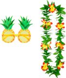 Merkloos Tropische Hawaii Party Verkleed Accessoires Set - Ananas Zonnebril en Bloemenkrans