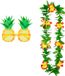Merkloos Tropische Hawaii Party Verkleed Accessoires Set - Ananas Zonnebril en Bloemenkrans