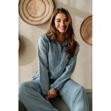 &Co Woman wide leg regular waist casual broek light blue denim