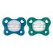 Chicco Rubber Dual Soft Siliconen fopspeen 16-36 maanden, tweekleurig, set met dubbele zachtheid, ondersteunt de ademhaling en bevordert de juiste mondontwikkeling, 2 stuks, jongens