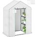 Pangivo Serre de jardin avec étagères 3 niveaux bâche PE blanche 143 x 74 x 190 cm pour plantes et légumes