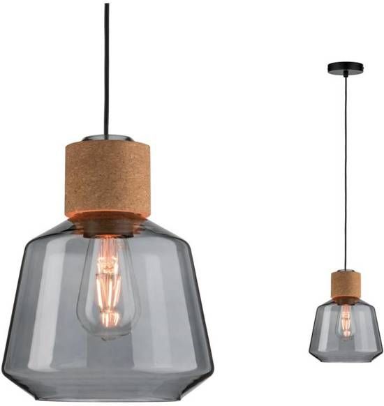 Paulmann Neordic Elia - Pendellamp - Rookglas - Kurk - Zwart