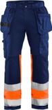 Blåkläder High Vis werkbroek met stretch 1558-1811 - Marineblauw/Oranje - C56