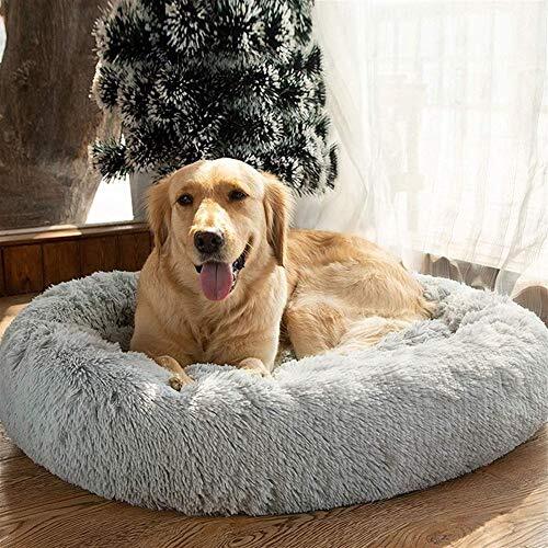 YABAISHI hondenbed voor honden, katten, warm, winter, slapen, mat, lounger, puppen, kennel, zacht, slaapbank, wasbaar, 60cm diameter, Donkergrijs